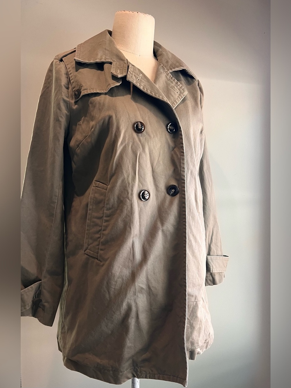 PORTS International vintage short classic trench coat jacket sz medium m